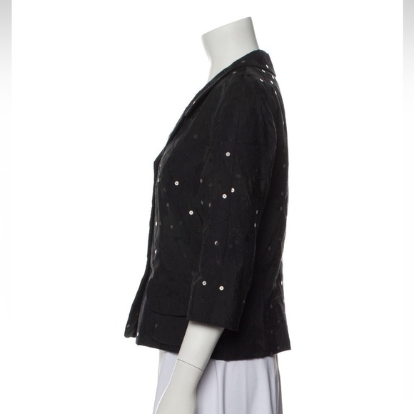 Sônia Bogner womens evening Jacket small Black Sequin Collar shimmer 3/4 sleeve  - Picture 6 of 16